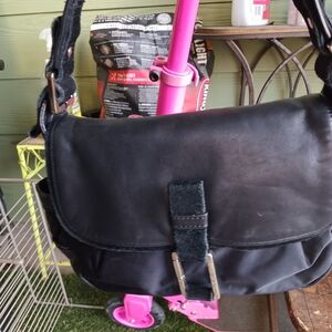 Furla Black Leather/Suede Shoulder Bag